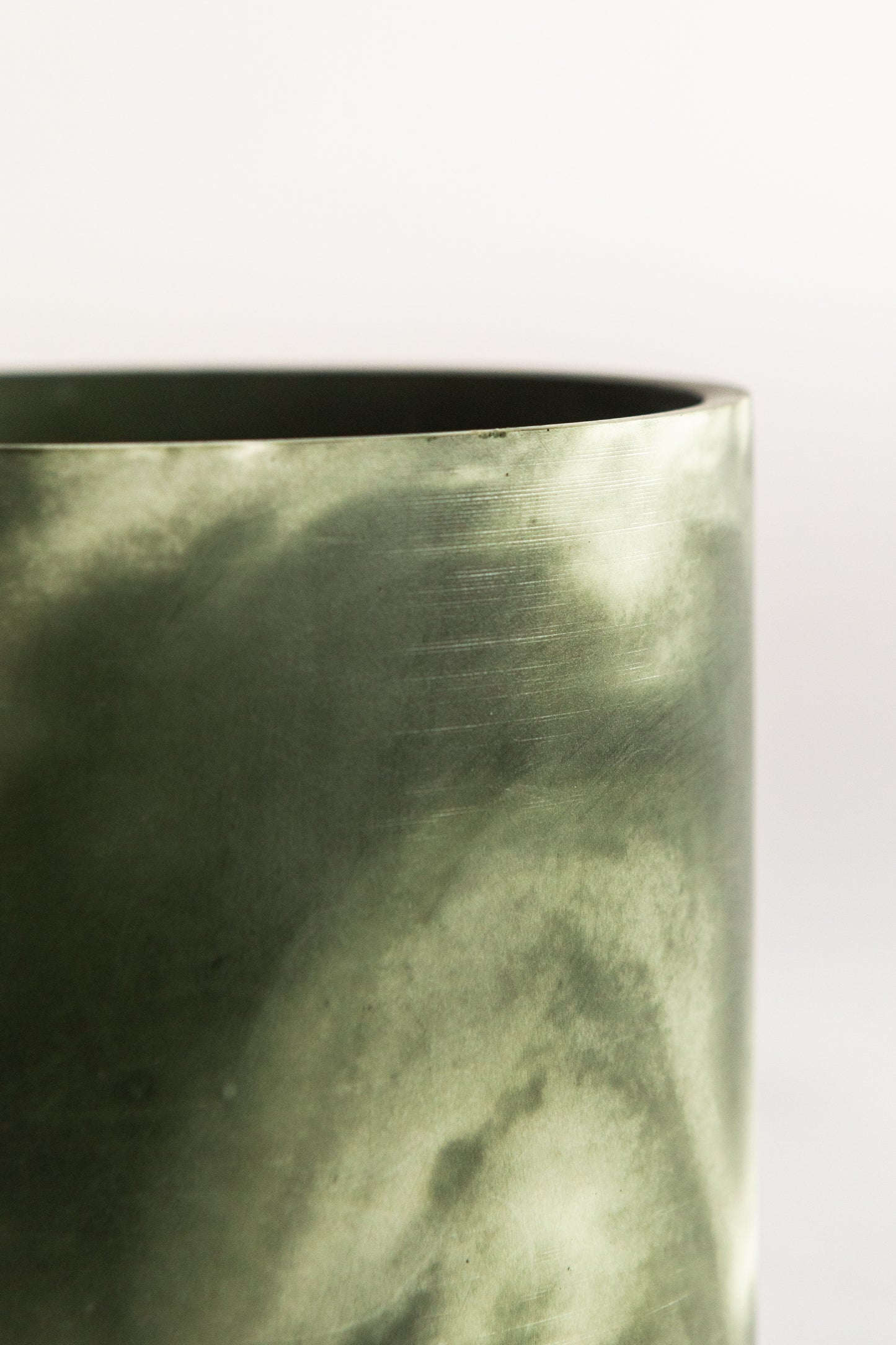 Muddy Green and Off-White Plant Pot