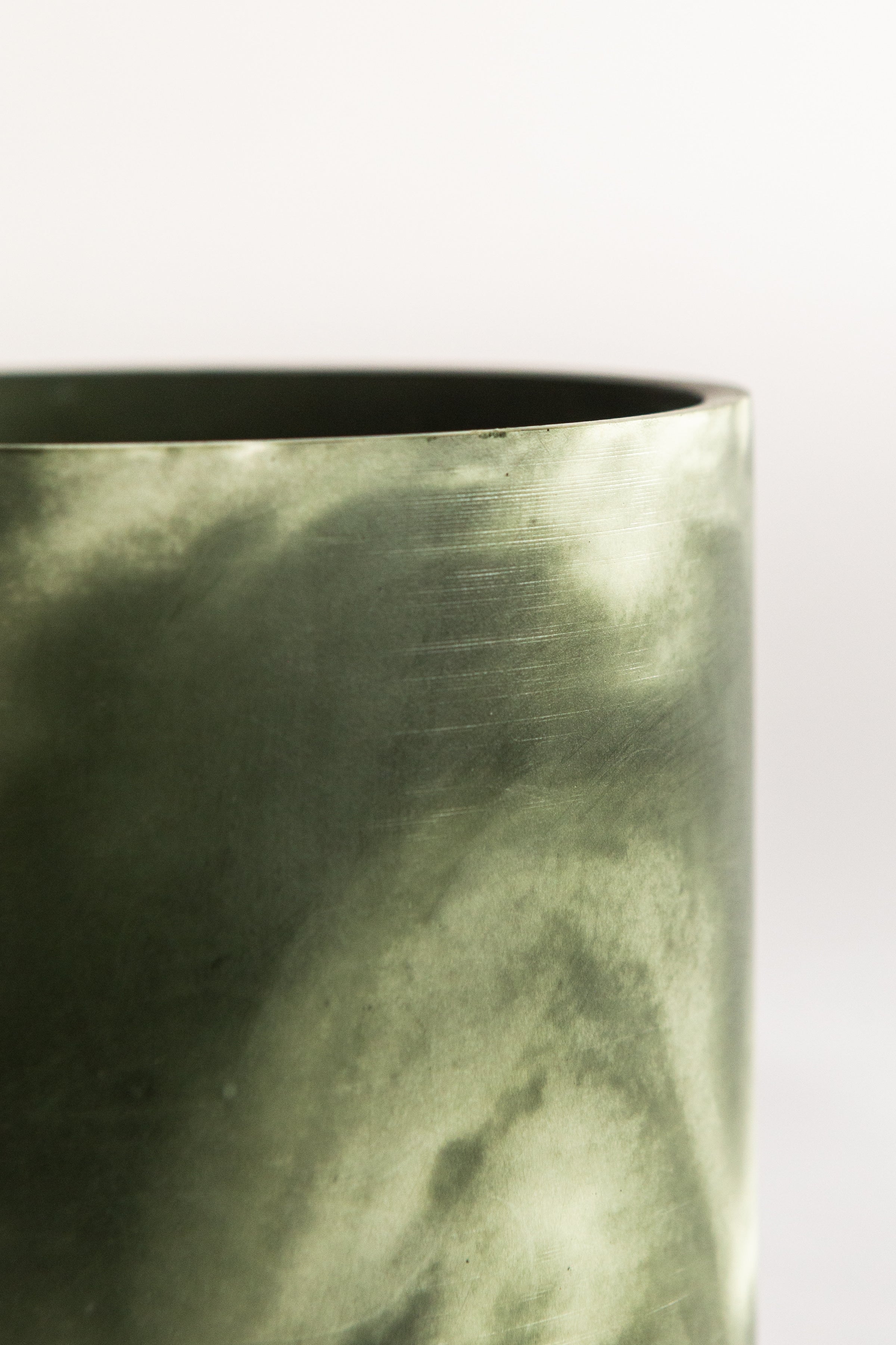 Muddy Green and Off-White Plant Pot
